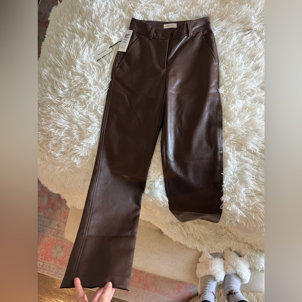 Aritzia brown leather pants NEVER WORN